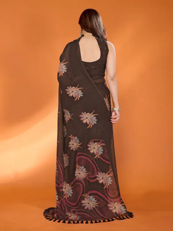 Floral_Printed_Dull_Moss_Silk_Saree_with_Zari_Work_&_Tassel_Border