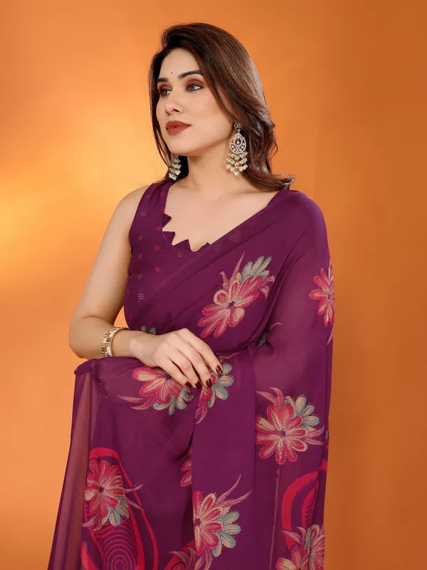 Floral_Printed_Dull_Moss_Silk_Saree_with_Zari_Work_&_Tassel_Border