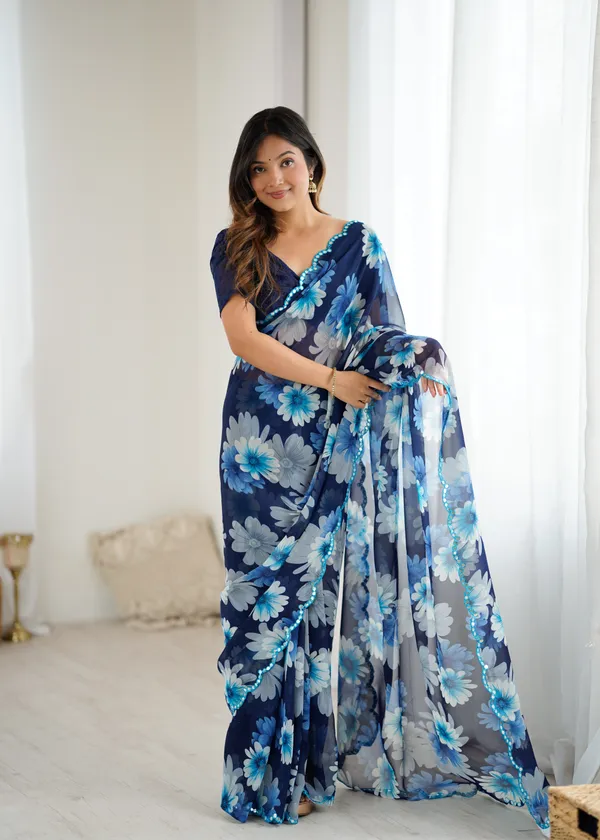 Floral_Printed_Georgette_Silk_Saree_with_Mirror_Work_Border