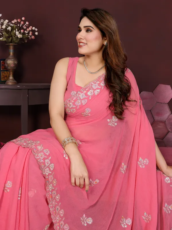 Georgette_Silk_Saree_with_Intricate_Embroidery_Work_&_Matching_Embroidered_Blouse_Piece