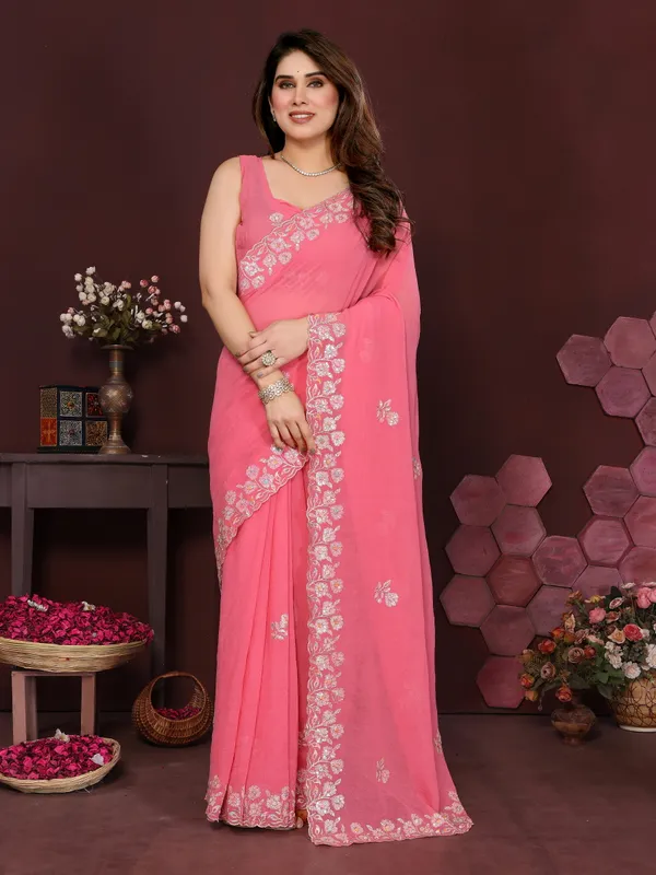 Georgette_Silk_Saree_with_Intricate_Embroidery_Work_&_Matching_Embroidered_Blouse_Piece