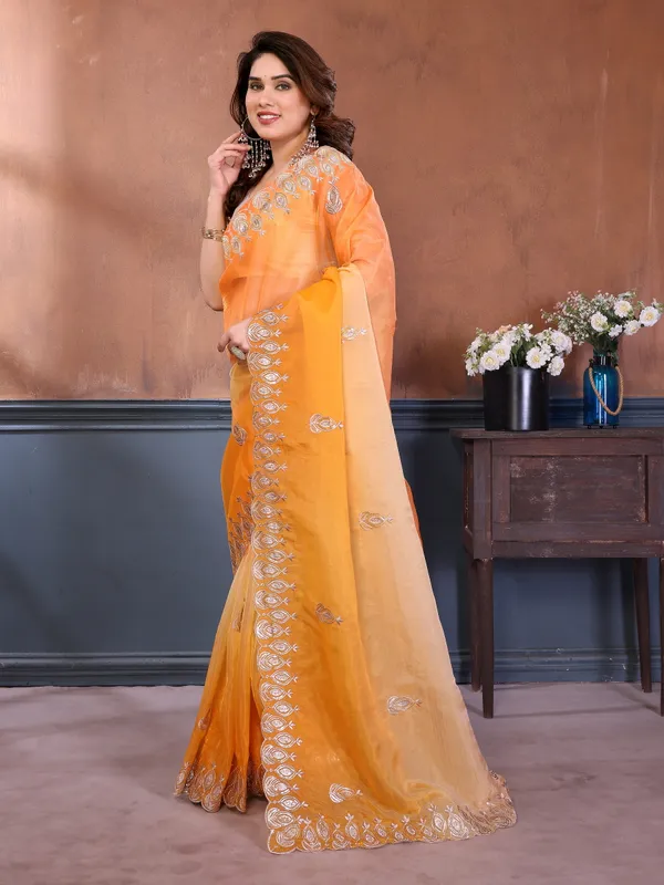 Gold_Crush_Silk_Saree_with_Padded_Embroidery_Work_&_Embroidered_Border