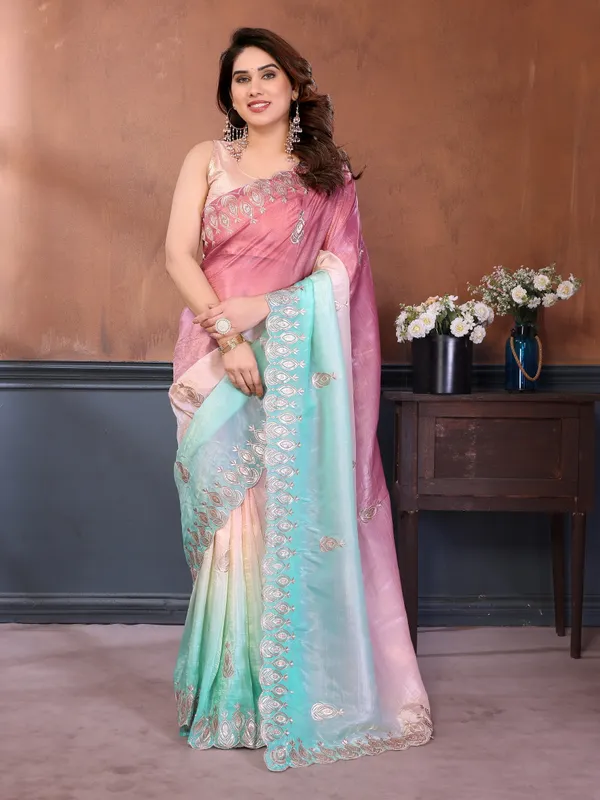 Gold_Crush_Silk_Saree_with_Padded_Embroidery_Work_&_Embroidered_Border