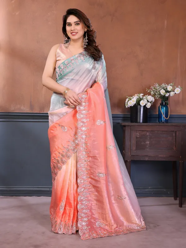 Gold_Crush_Silk_Saree_with_Padded_Embroidery_Work_&_Embroidered_Border