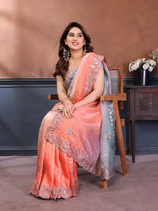 Gold_Crush_Silk_Saree_with_Padded_Embroidery_Work_&_Embroidered_Border