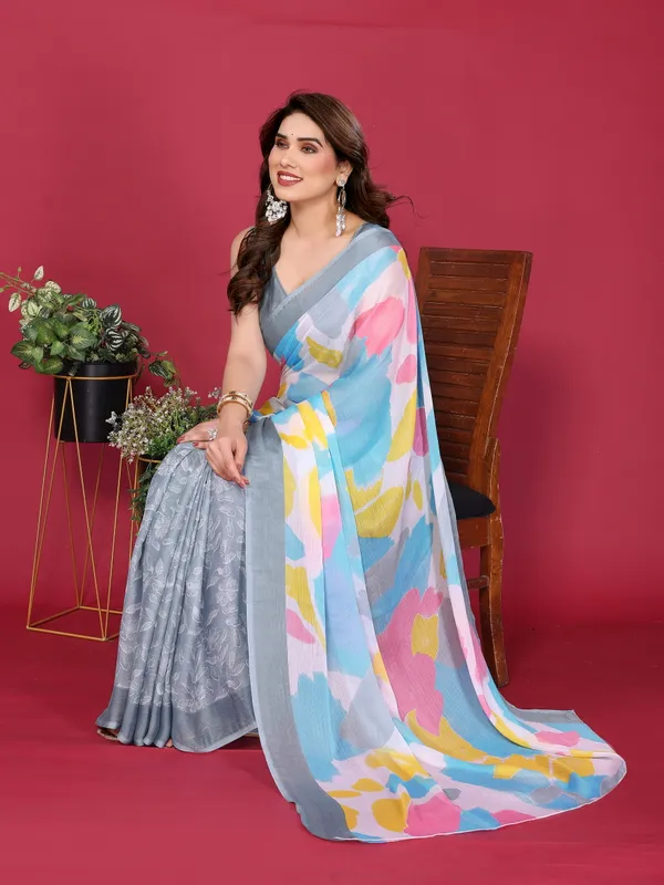 Grey_Abstract_Printed_Moss_Chiffon_Silk_Saree_with_Floral_Border