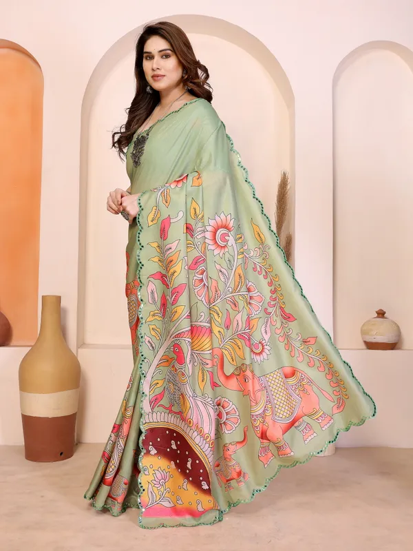 Kalamkari_Digital_Printed_Manipuri_Silk_Saree_with_Mirror_Work_Border