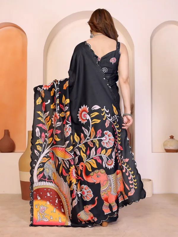 Kalamkari_Digital_Printed_Manipuri_Silk_Saree_with_Mirror_Work_Border