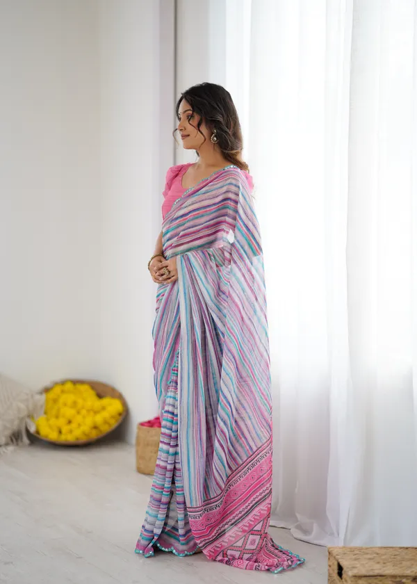 Printed_Heavy_Georgette_Silk_Saree_with_Mirror_Work_Border