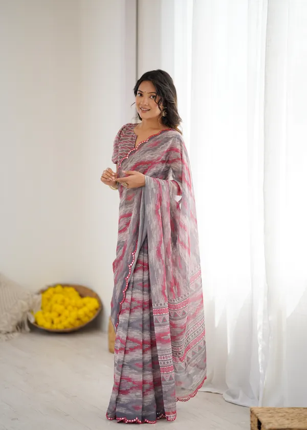 Printed_Heavy_Georgette_Silk_Saree_with_Mirror_Work_Border