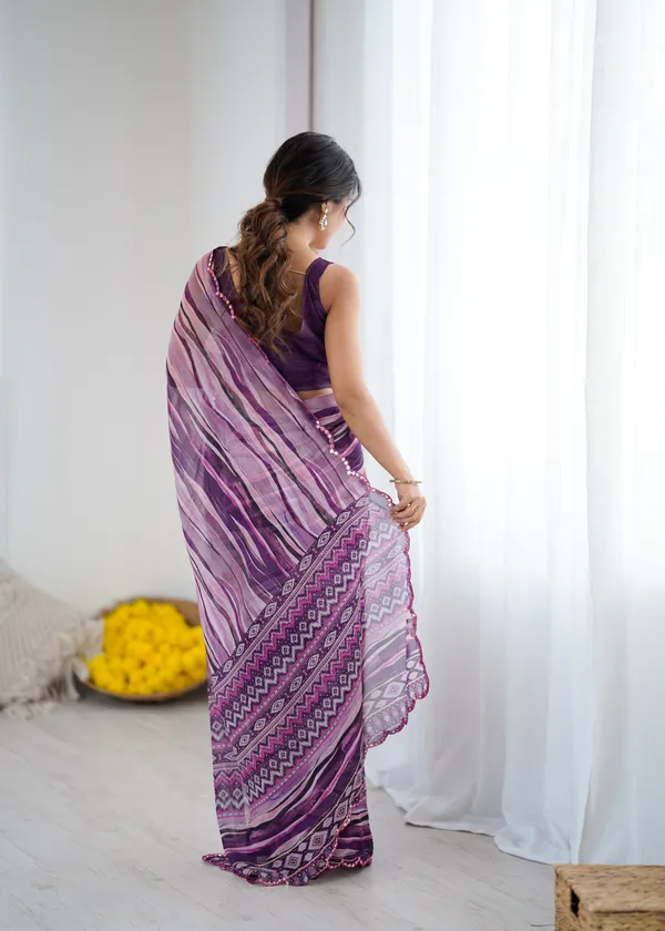 Printed_Heavy_Georgette_Silk_Saree_with_Mirror_Work_Border