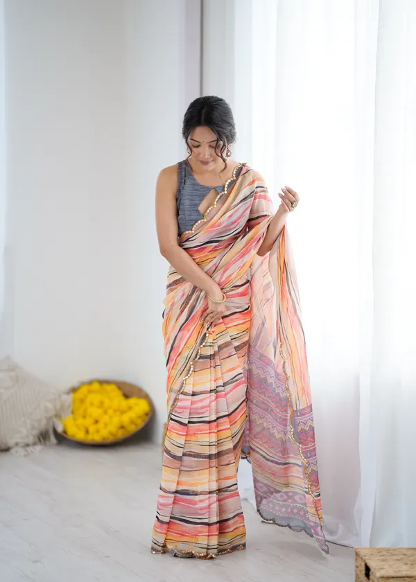 Printed_Heavy_Georgette_Silk_Saree_with_Mirror_Work_Border