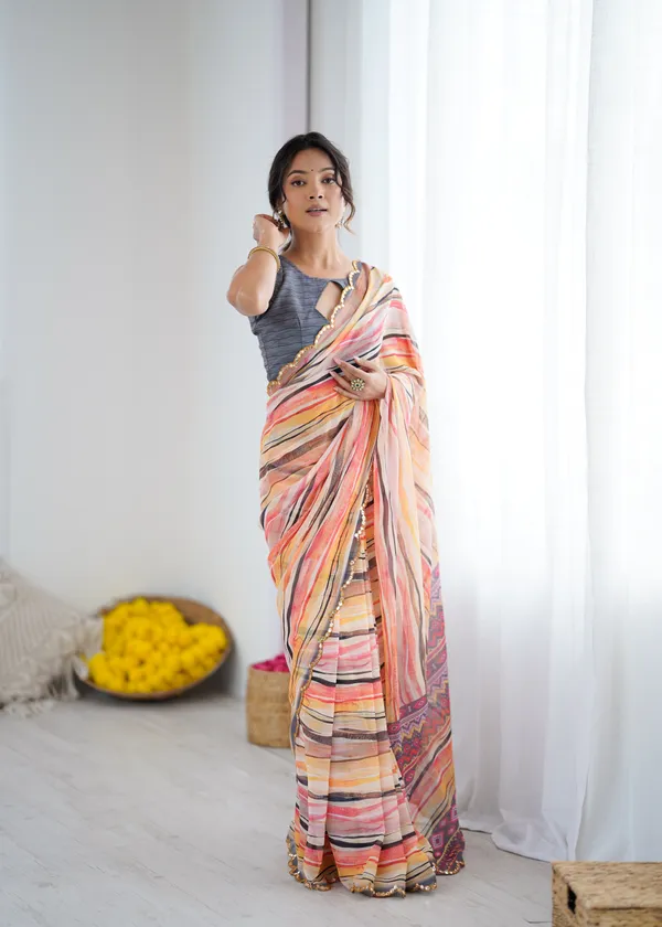 Printed_Heavy_Georgette_Silk_Saree_with_Mirror_Work_Border