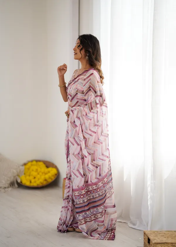 Printed_Heavy_Georgette_Silk_Saree_with_Mirror_Work_Border