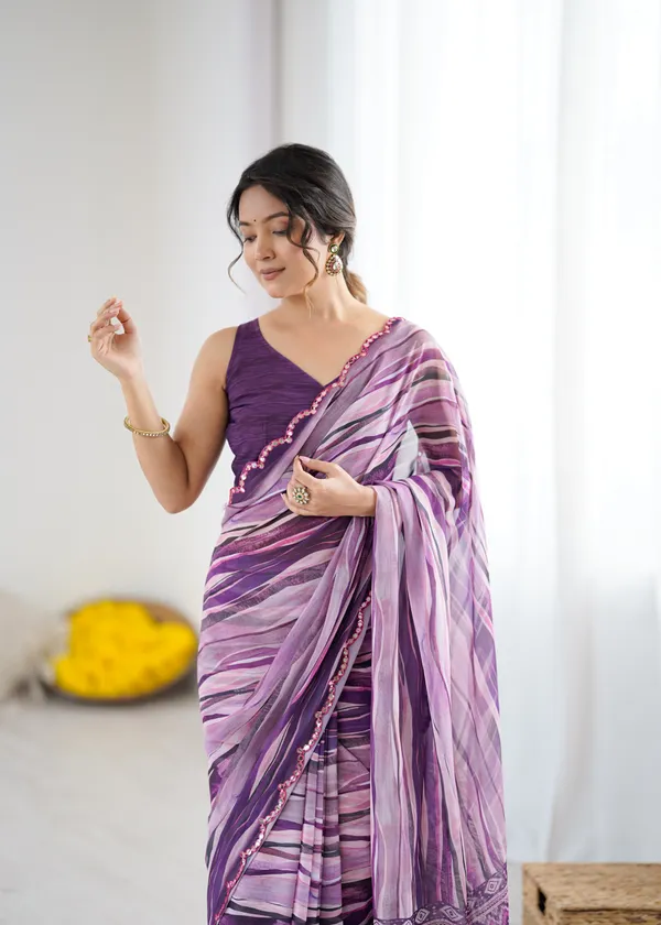 Printed_Heavy_Georgette_Silk_Saree_with_Mirror_Work_Border
