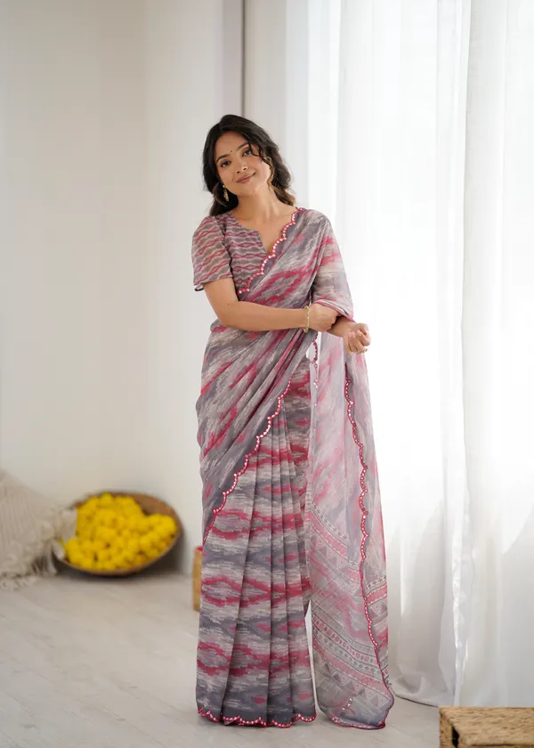 Printed_Heavy_Georgette_Silk_Saree_with_Mirror_Work_Border