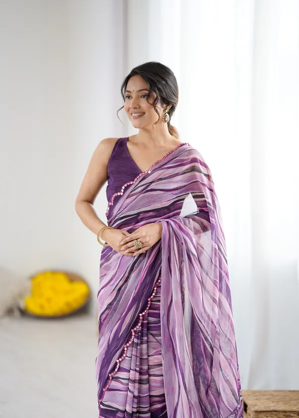 Printed_Heavy_Georgette_Silk_Saree_with_Mirror_Work_Border