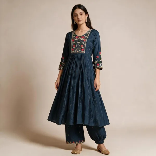 Blue_Roman_Silk_Embroidered_Kurta_Set_For_Women