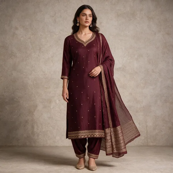 Purple_Roman_Silk_Embroidered_Kurta_Set_For_Women