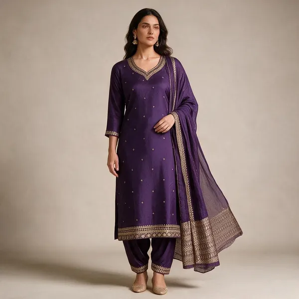 Purple_Roman_Silk_Embroidered_Kurta_Set_For_Women