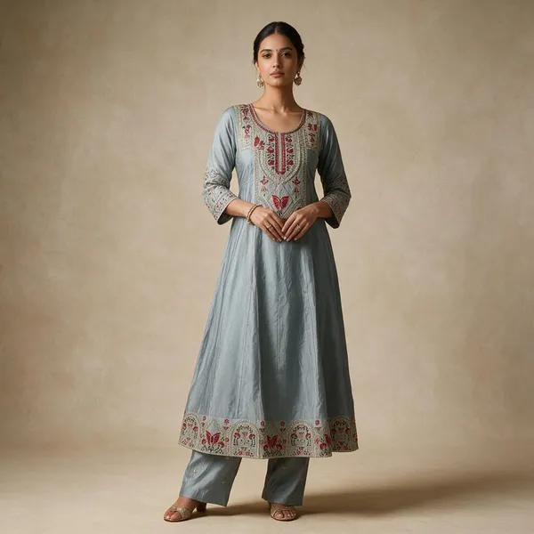 Grey_Roman_Silk_Embroidered_Kurta_Set_For_Women