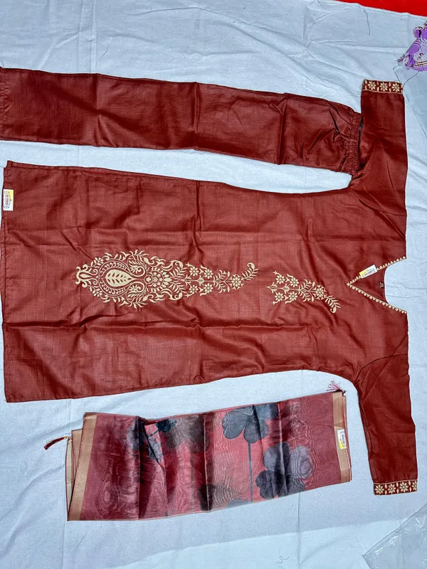 Rust_Roman_Silk_Embroidered_Kurta_Set_For_Women