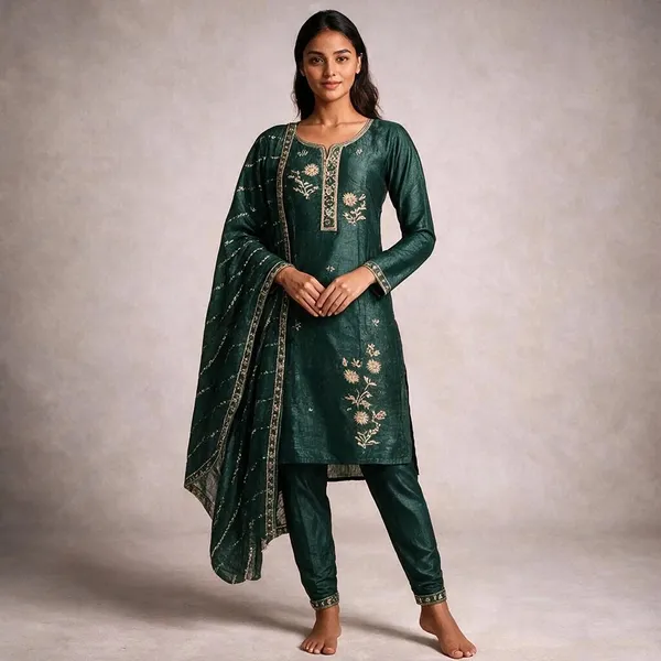 Green_Roman_Silk_Embroidered_Kurta_Set_For_Women