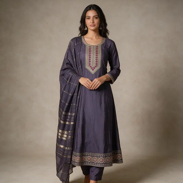 Purple_Roman_Silk_Embroidered_Kurta_Set_For_Women