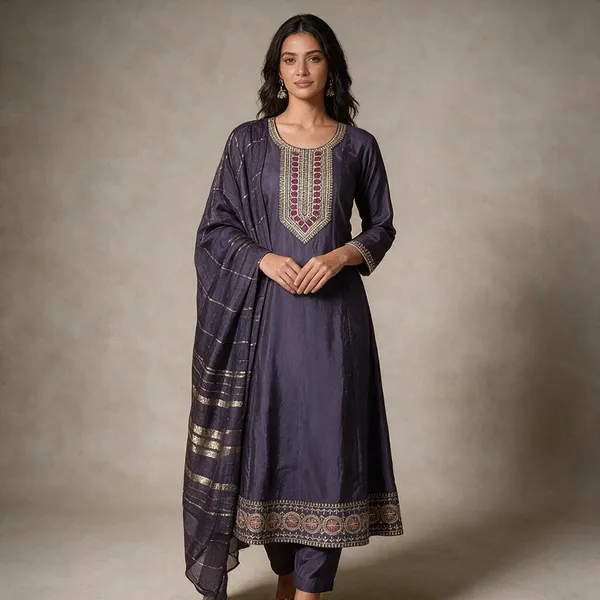 Purple_Roman_Silk_Embroidered_Kurta_Set_For_Women