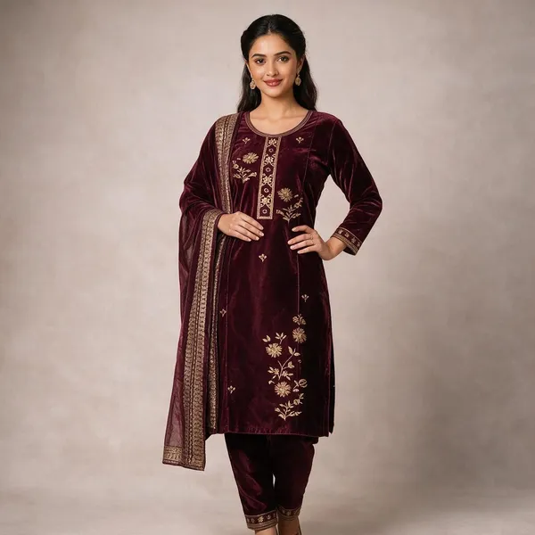 Purple_Roman_Silk_Embroidered_Kurta_Set_For_Women