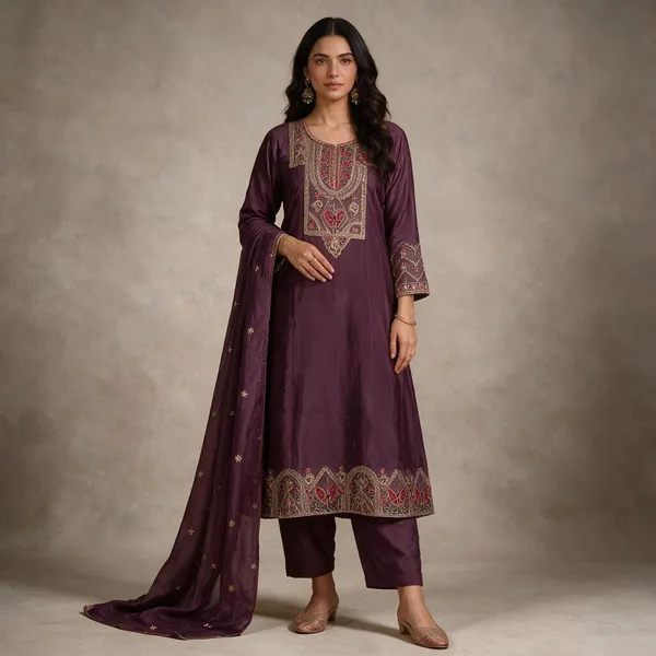 Purple_Roman_Silk_Embroidered_Kurta_Set_For_Women