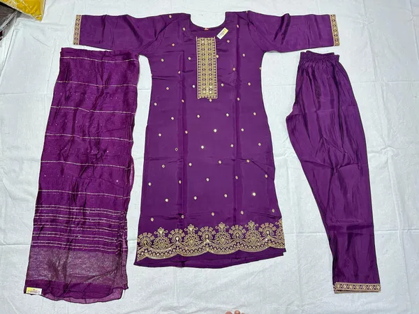 Purple_Roman_Silk_Embroidered_Kurta_Set_For_Women