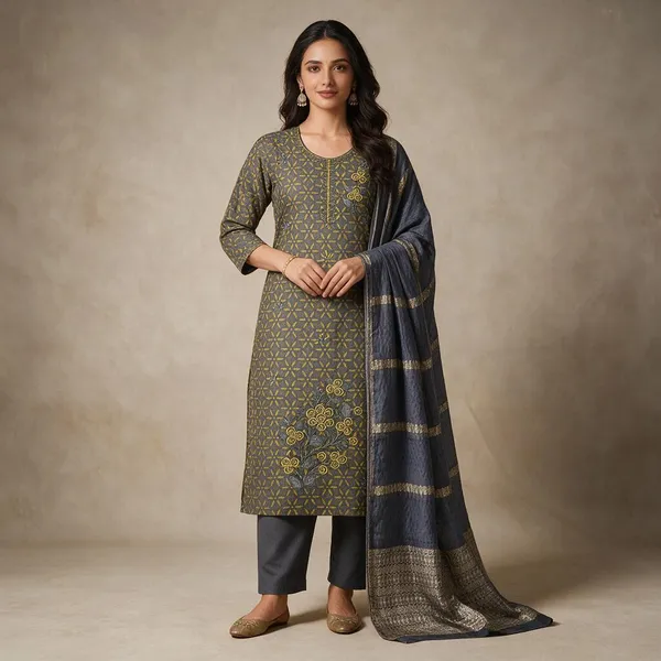 Multicolor_Roman_Silk_Embroidered_Kurta_Set_For_Women