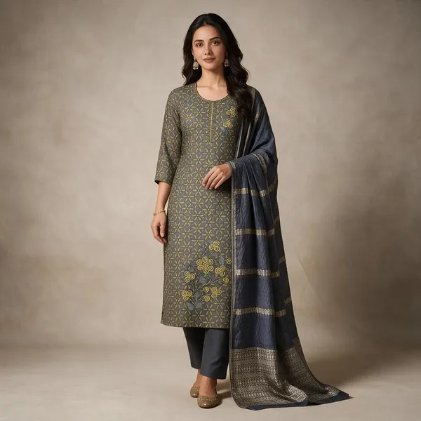 Multicolor_Roman_Silk_Embroidered_Kurta_Set_For_Women