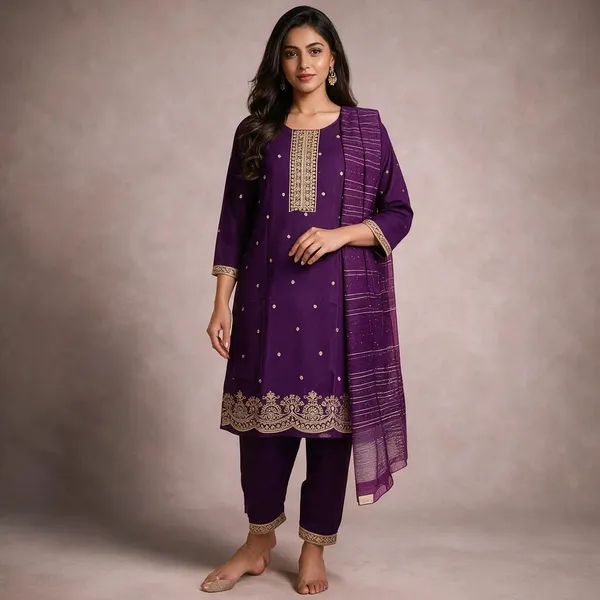 Purple_Roman_Silk_Embroidered_Kurta_Set_For_Women