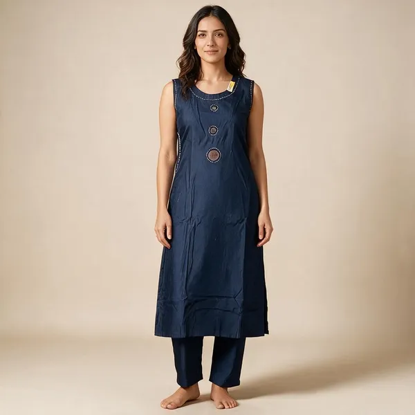 Navy_Blue_Roman_Silk_Embroidered_Kurta_Set_For_Women