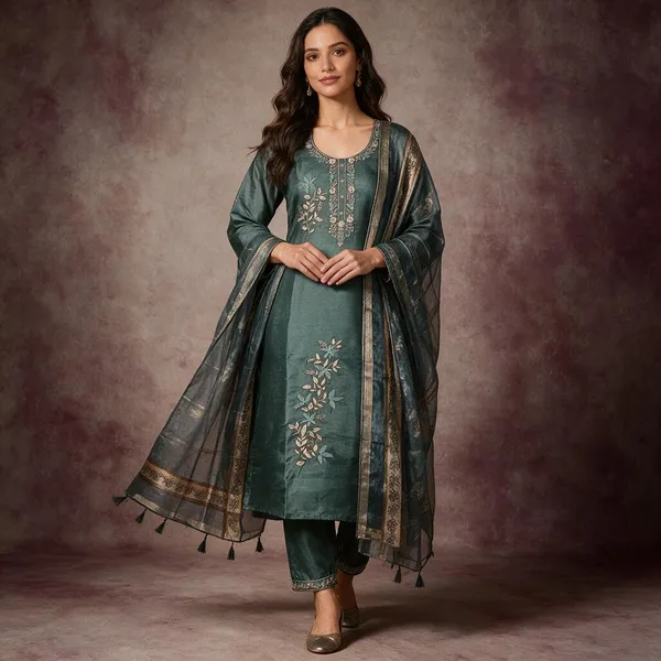 Green_Roman_Silk_Embroidered_Kurta_Set_For_Women