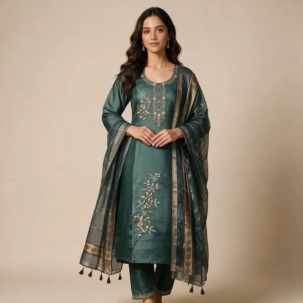 Green_Roman_Silk_Embroidered_Kurta_Set_For_Women