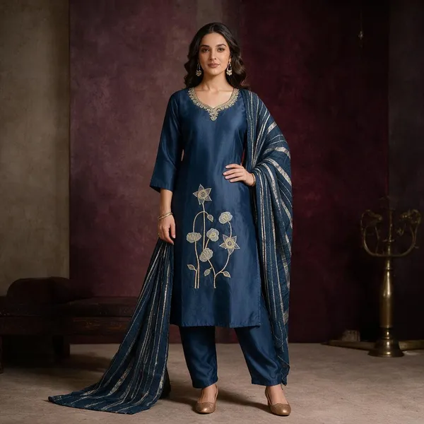 Blue_Roman_Silk_Embroidered_Kurta_Set_For_Women