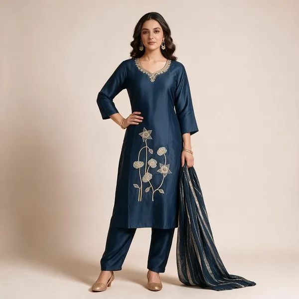 Blue_Roman_Silk_Embroidered_Kurta_Set_For_Women
