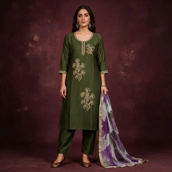 Green_Roman_Silk_Embroidered_Kurta_Set_For_Women