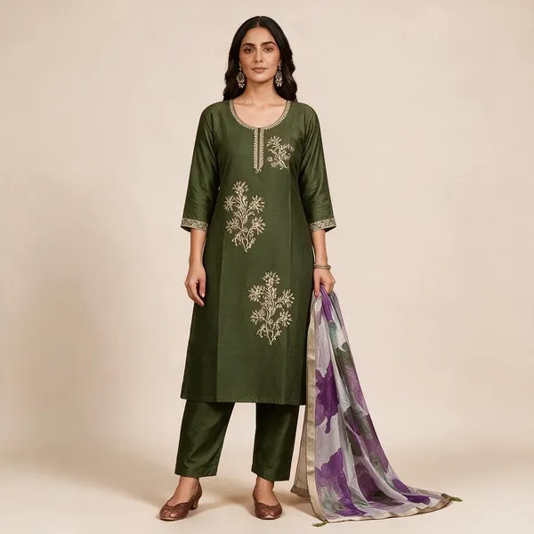 Green_Roman_Silk_Embroidered_Kurta_Set_For_Women