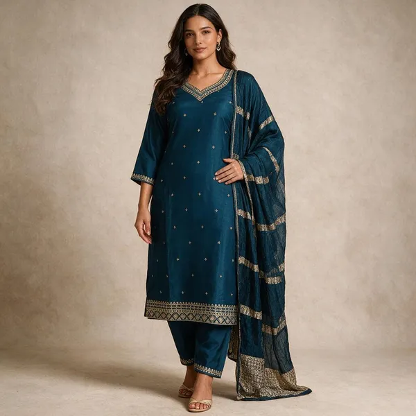 Blue_Roman_Silk_Embroidered_Kurta_Set_For_Women