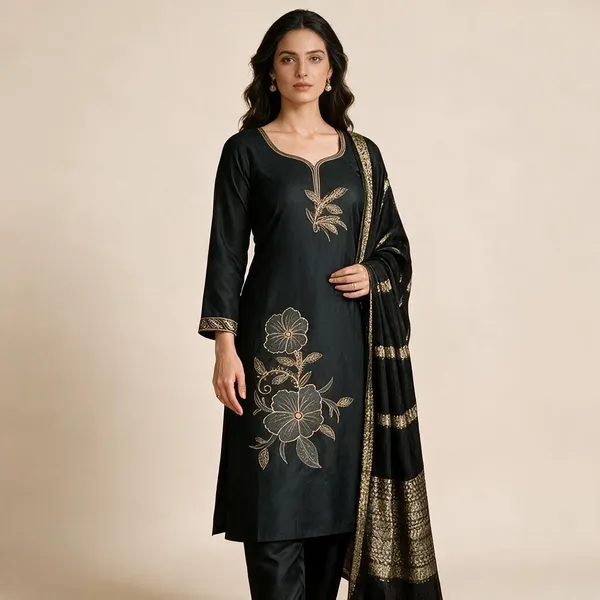 Black_Roman_Silk_Embroidered_Kurta_Set_For_Women