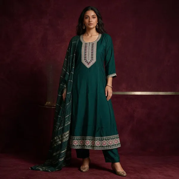 Green_Roman_Silk_Embroidered_Kurta_Set_For_Women