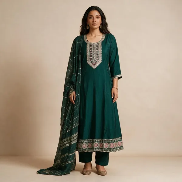Green_Roman_Silk_Embroidered_Kurta_Set_For_Women