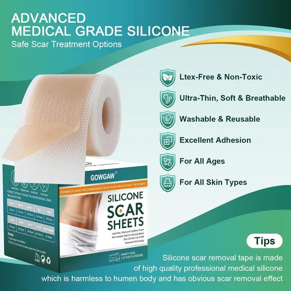 Gosince_Medical-Grade_Silicone_Scar_Tape_Roll_–Reusable,Cut-to-Size_Scar_Reduction_Sheet_Crepe_Bandage_(4_cm)