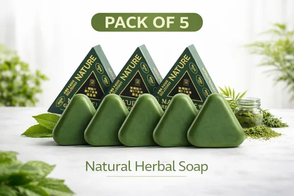 Gosince_Triangular_Green_Herbal_Detox_Soap_(5_x_17.8_g)