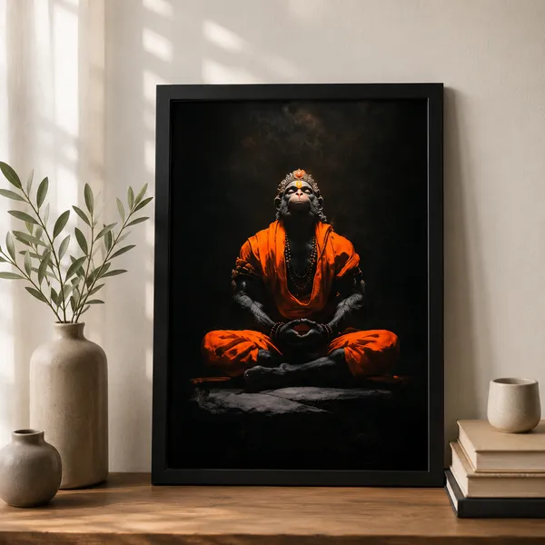 Engineered_Wood_Spiritual_Hanuman_Ji_Meditation_Framed_Wall_Art