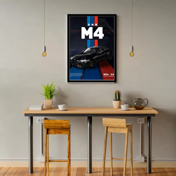 Engineered_Wood_Modern_Bmw_Sports_Car_Framed_Wall_Poster